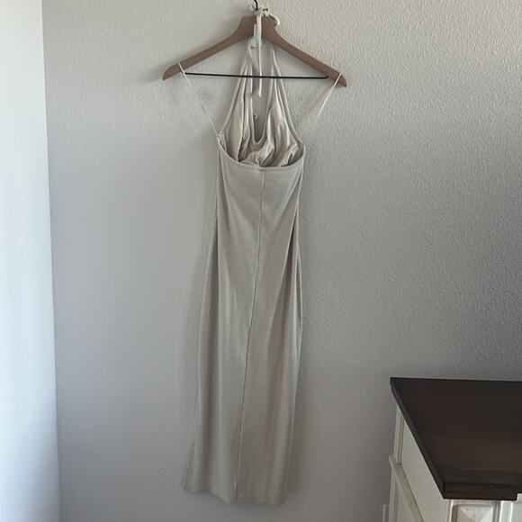 Old Navy RIbbed Halter V Neck in Wishbone Side Slits Midi Small - Picture 2 of 9